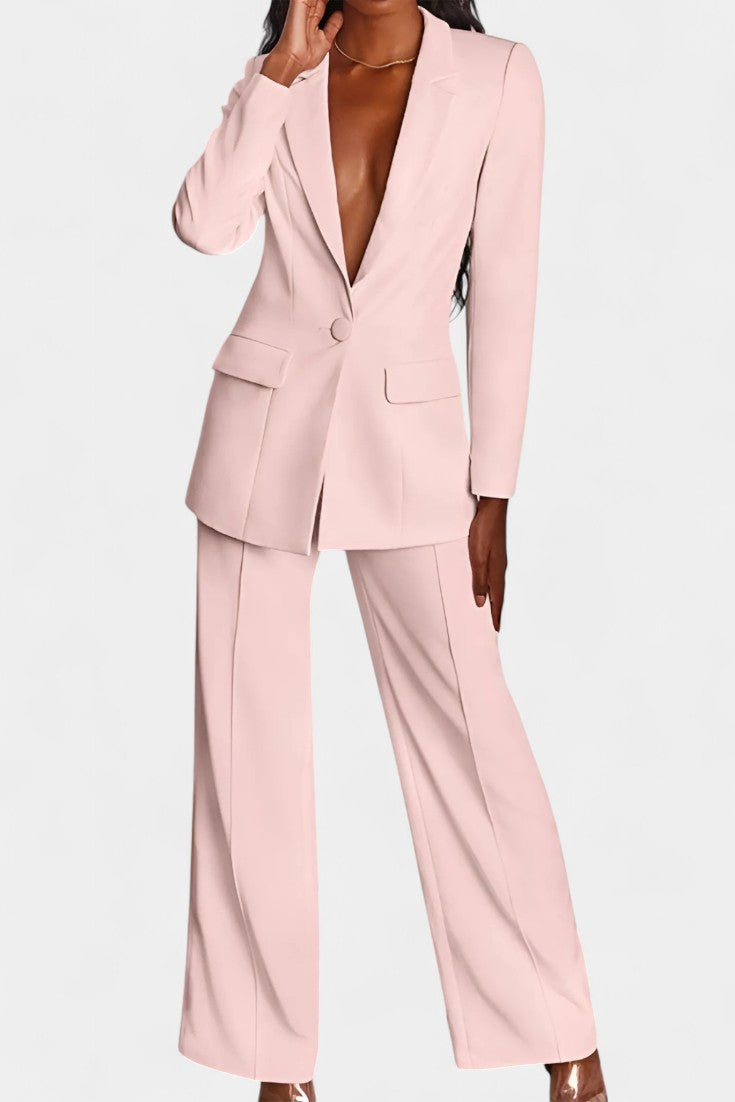 Marnie Conjunto de Blazer a Medida y Pantalones de Pierna Ancha