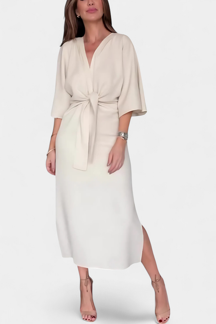 Ainhoa Vestido Casual con Nudo Frontal y Escote en V