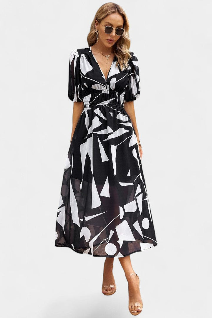 Georgina Vestido Midi Floral con Escote en V