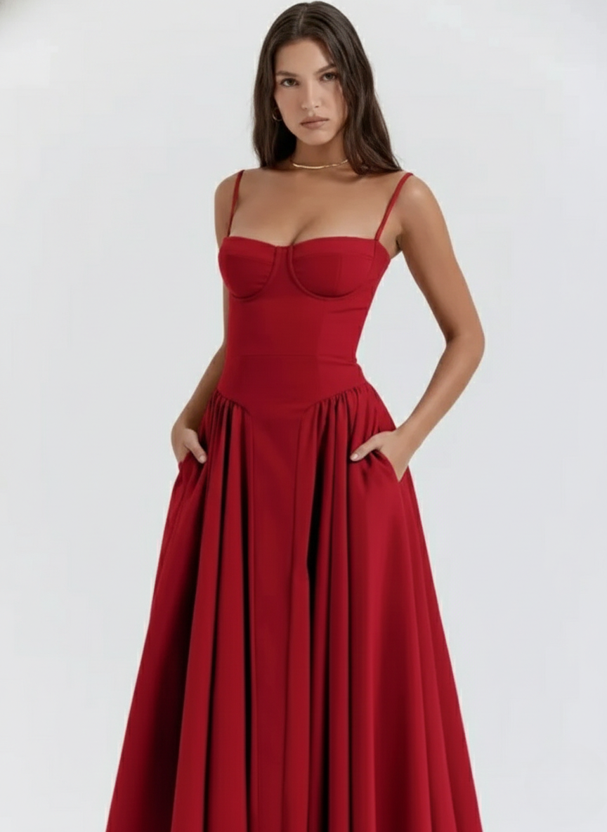 Ember | Vestido Midi Sin Mangas Estilo Corsé para Mujeres
