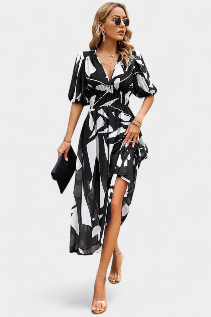Georgina Vestido Midi Floral con Escote en V