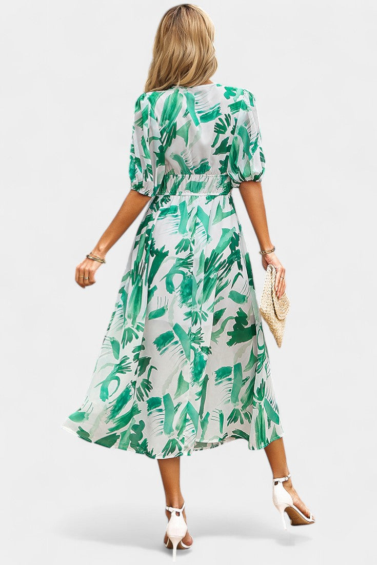 Georgina Vestido Midi Floral con Escote en V