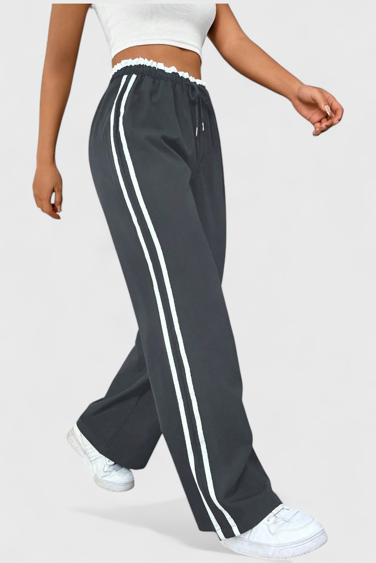 Alanys Pantalón Deportivo de Pierna Ancha con Detalle Lateral