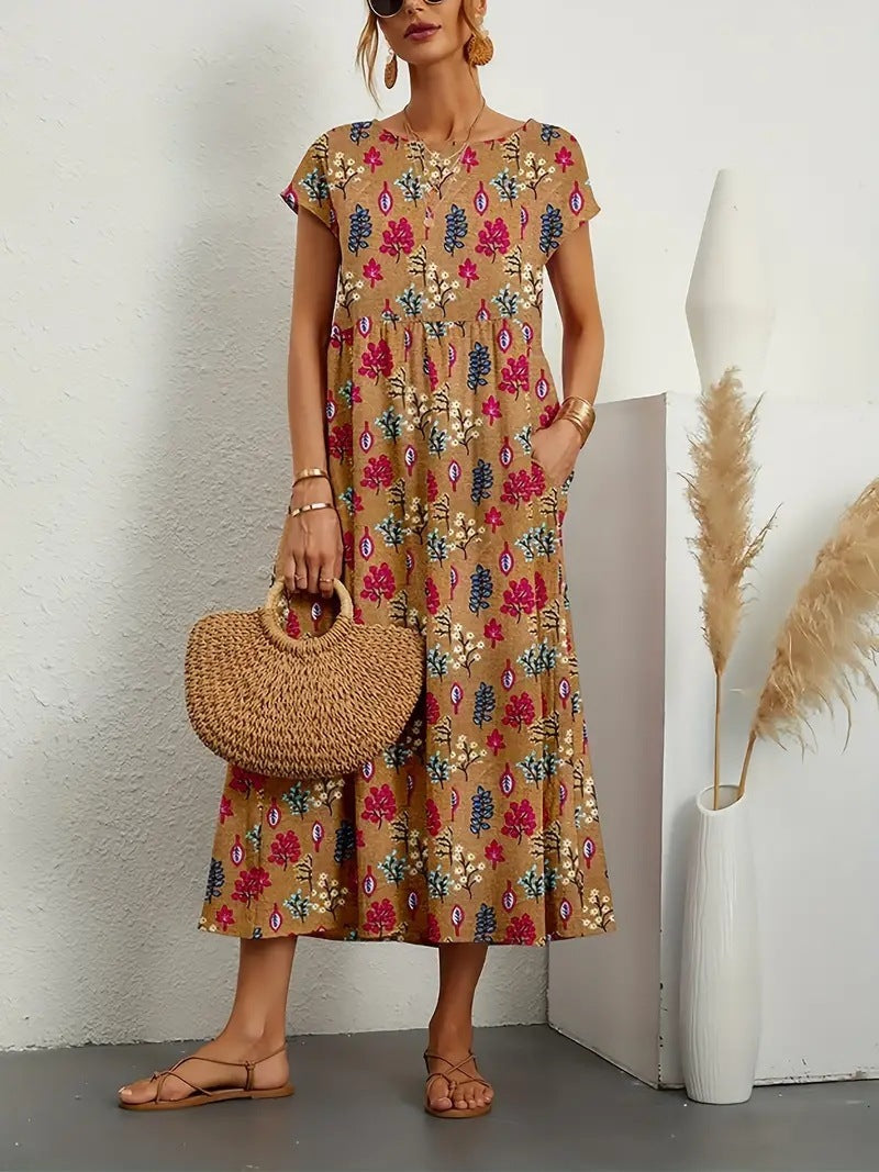Anastazja | Vestido Midi de Manga Corta para Mujeres