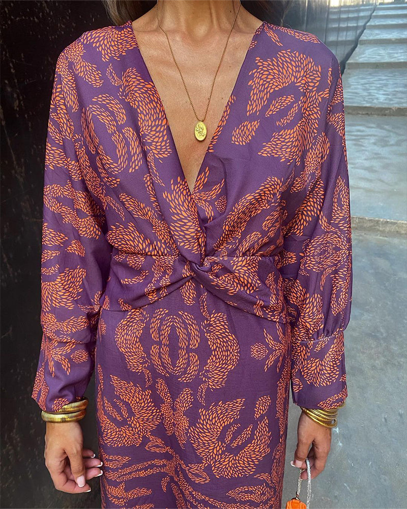 Ely | Vestido Midi de Cuello en V Profundo para Mujeres