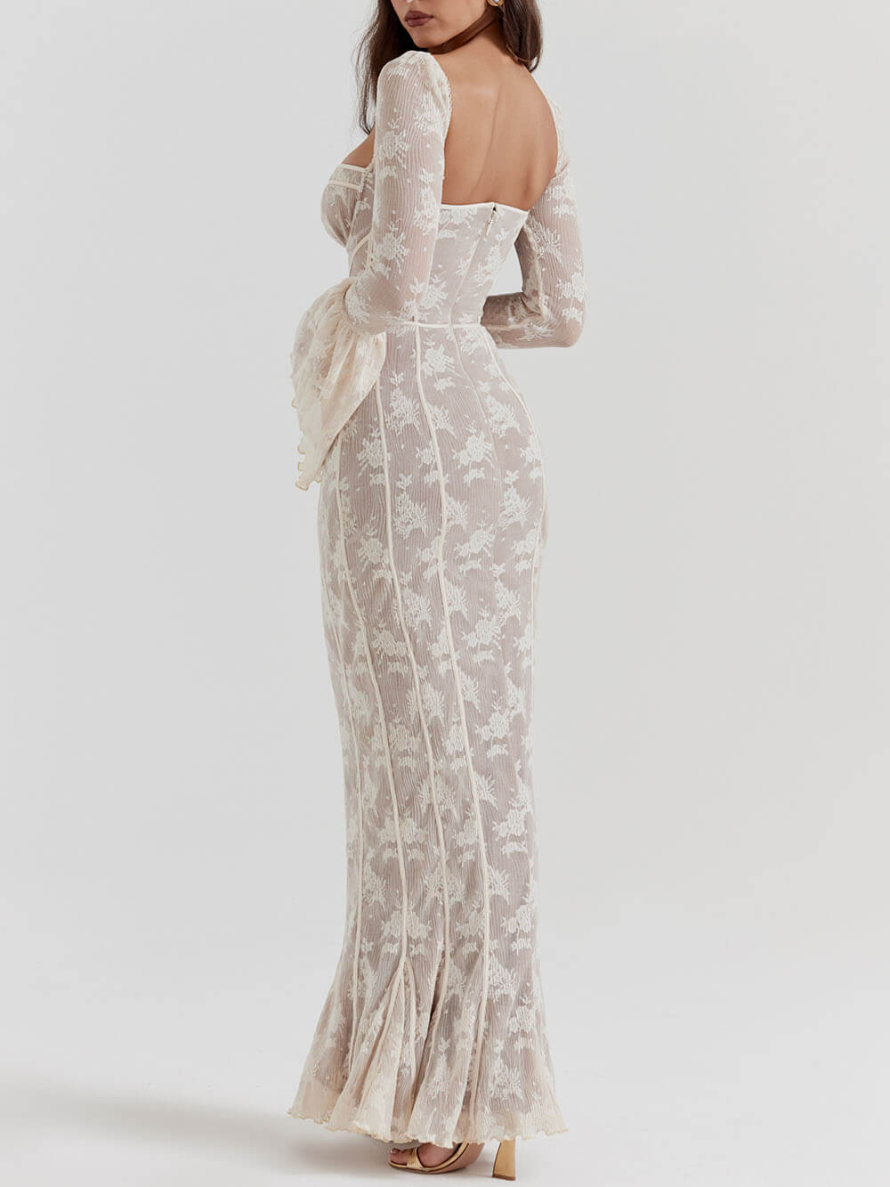 Elegante Vestido Maxi de Encaje de Verano con Cuerpo de Corsé