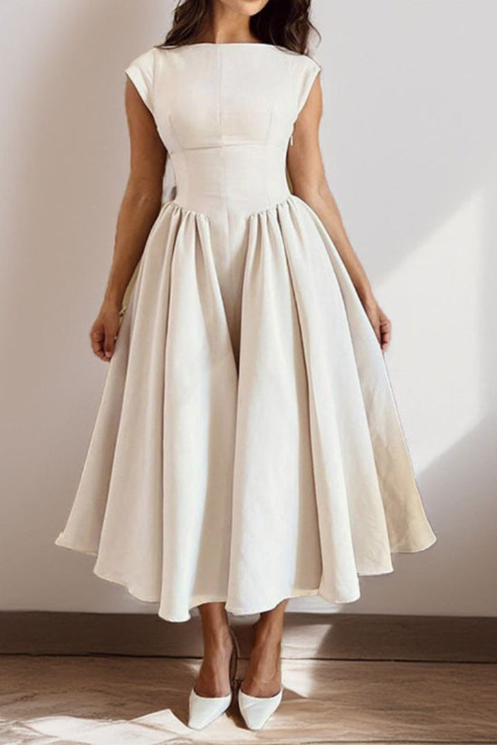 Lexi | Vestido Midi de Cóctel Sin Mangas con Escote Barco para Mujeres