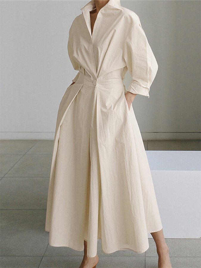 Beata | Vestido Midi de Camisa con Botones para Mujeres