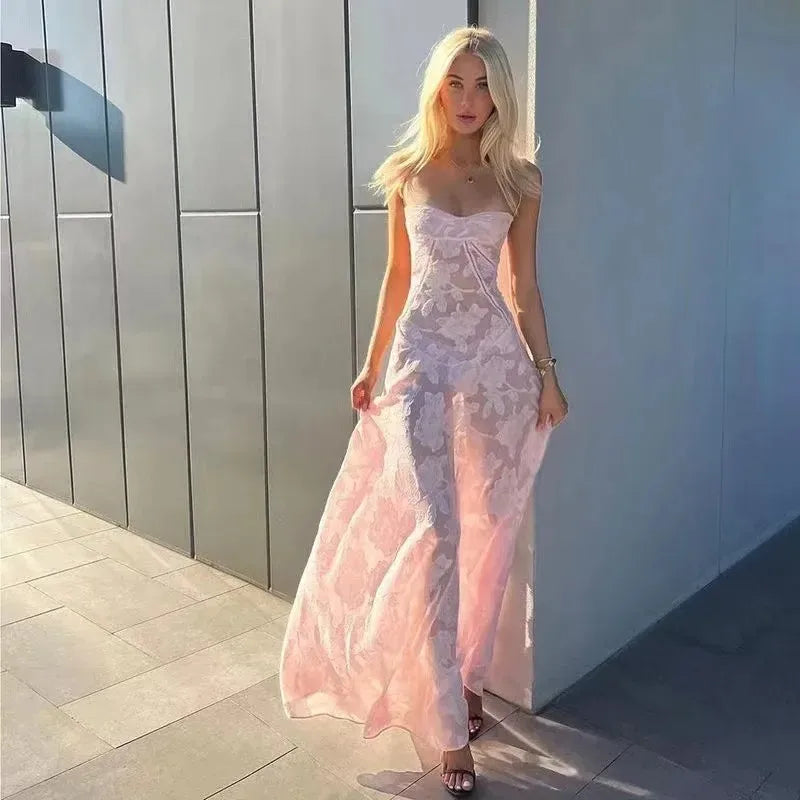 Vestido Maxi de Encaje – Vestido Elegante y Romántico para Mujeres