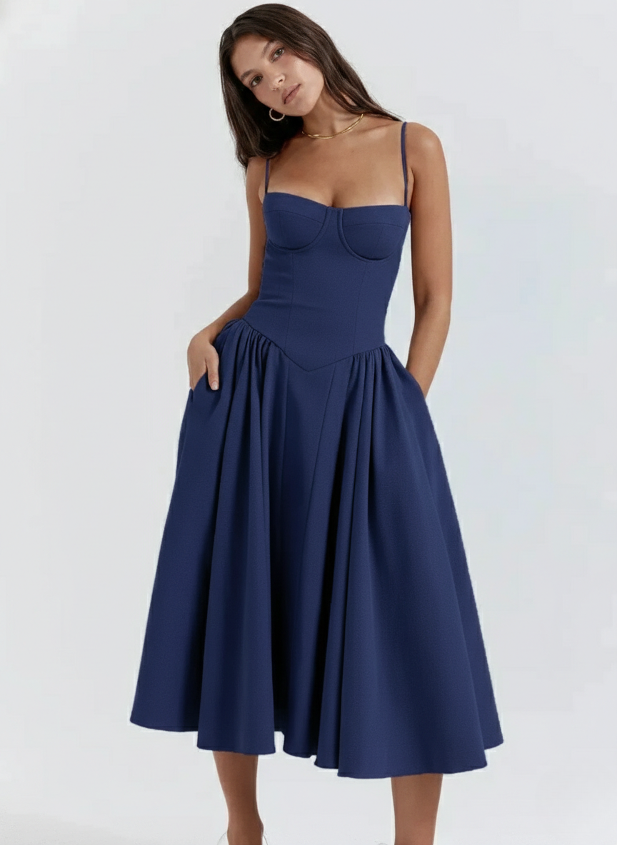 Ember | Vestido Midi Sin Mangas Estilo Corsé para Mujeres