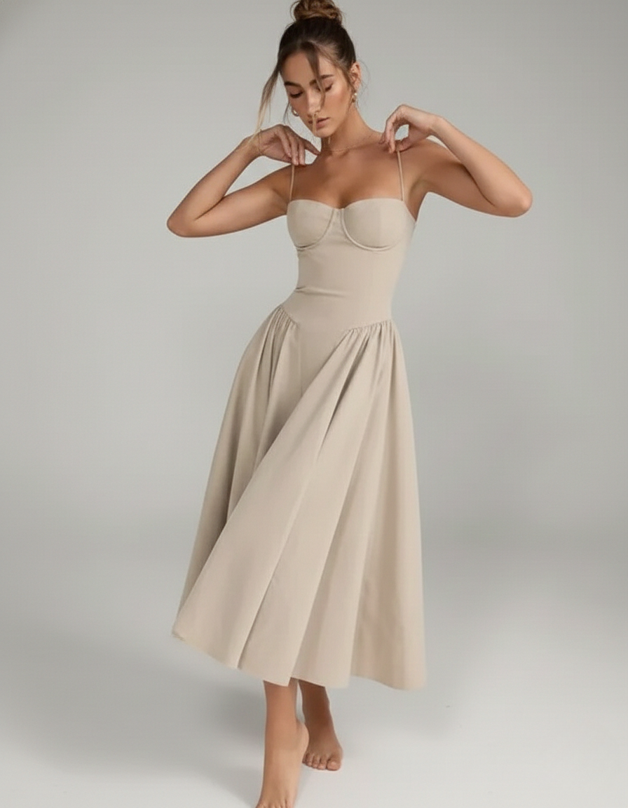 Ember | Vestido Midi Sin Mangas Estilo Corsé para Mujeres