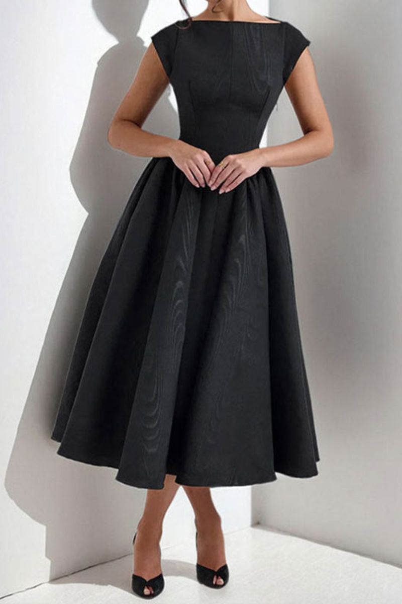 Lexi | Vestido Midi de Cóctel Sin Mangas con Escote Barco para Mujeres