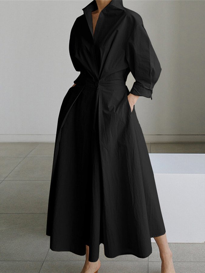 Beata | Vestido Midi de Camisa con Botones para Mujeres