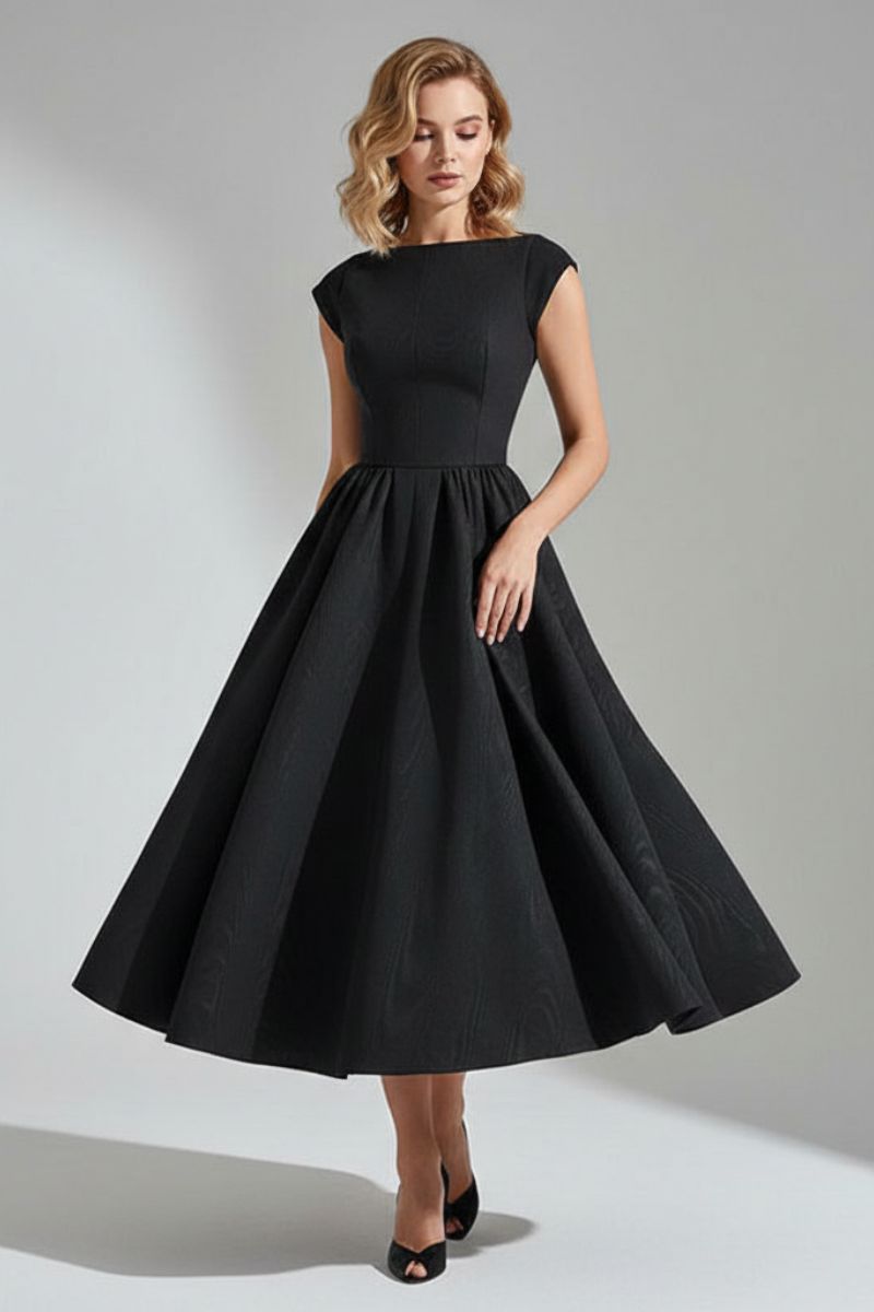 Lexi | Vestido Midi de Cóctel Sin Mangas con Escote Barco para Mujeres