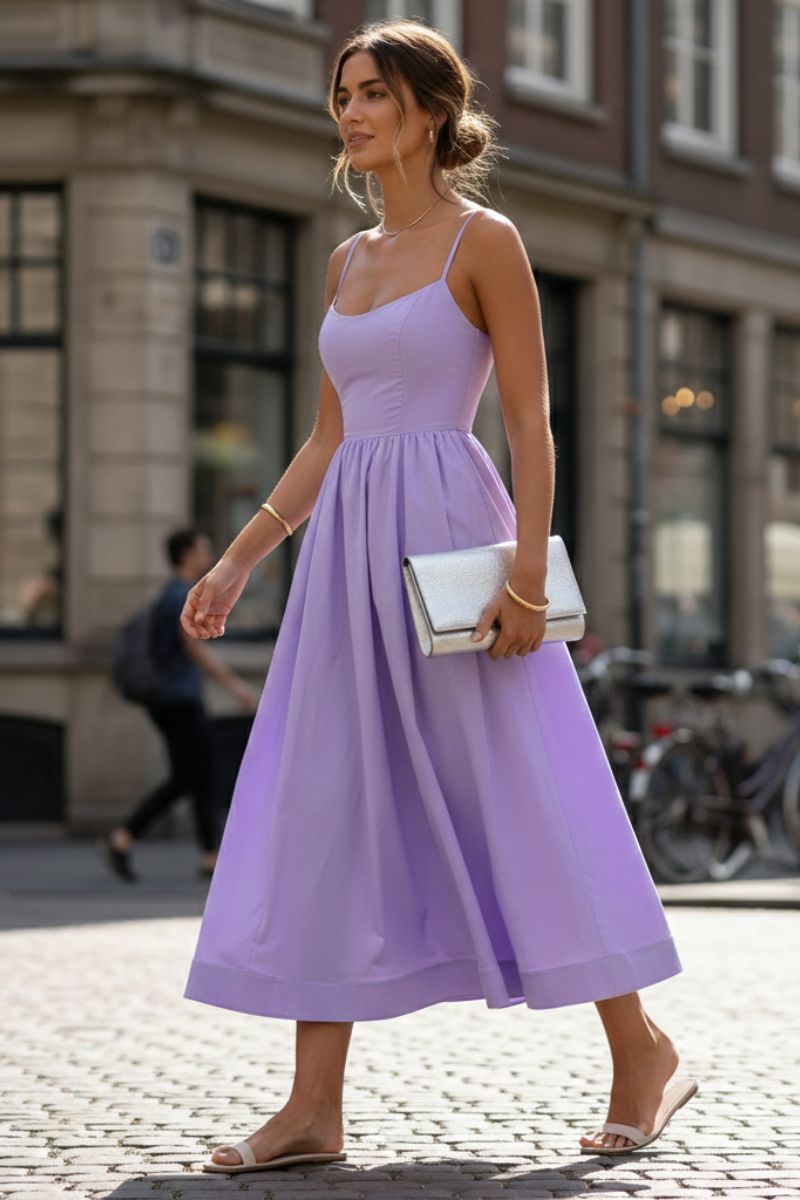 Mandy | Vestido de Cóctel Midi Sin Mangas para Mujeres