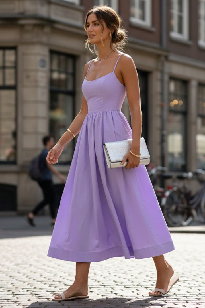Mandy | Vestido de Cóctel Midi Sin Mangas para Mujeres