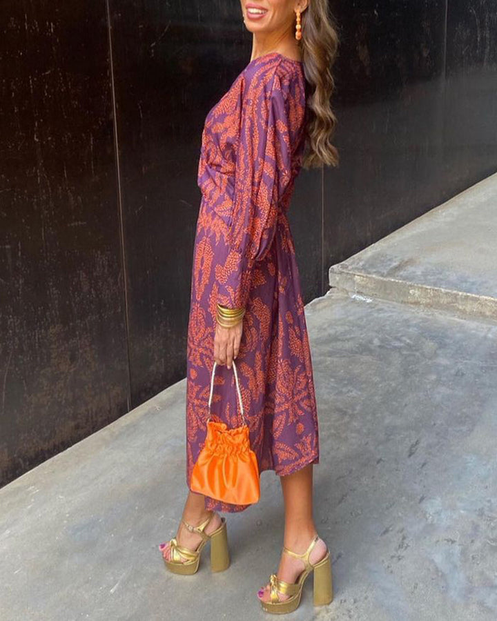 Ely | Vestido Midi de Cuello en V Profundo para Mujeres
