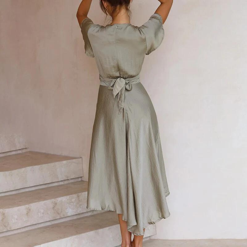Priscia | Vestido Midi de Manga Corta para Mujeres
