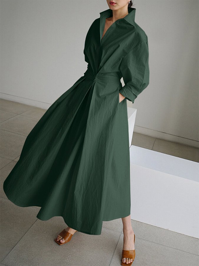 Beata | Vestido Midi de Camisa con Botones para Mujeres