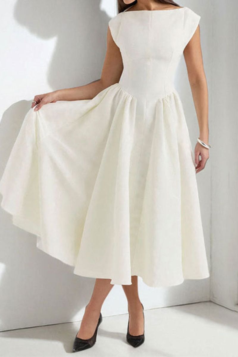 Lexi | Vestido Midi de Cóctel Sin Mangas con Escote Barco para Mujeres