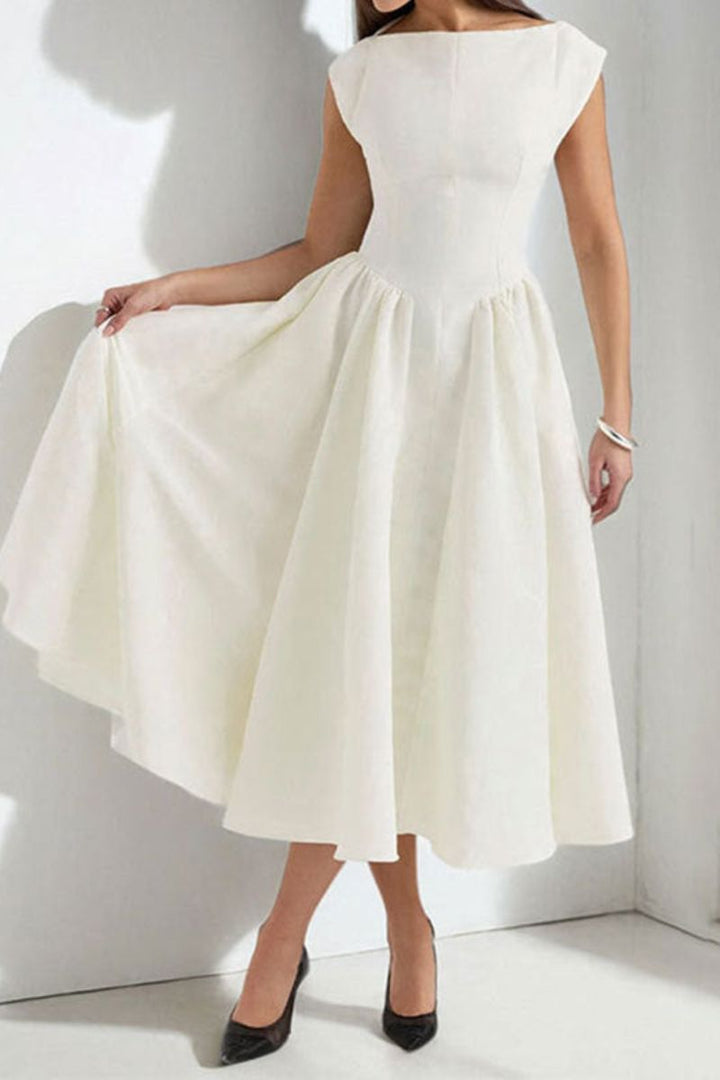 Lexi | Vestido Midi de Cóctel Sin Mangas con Escote Barco para Mujeres