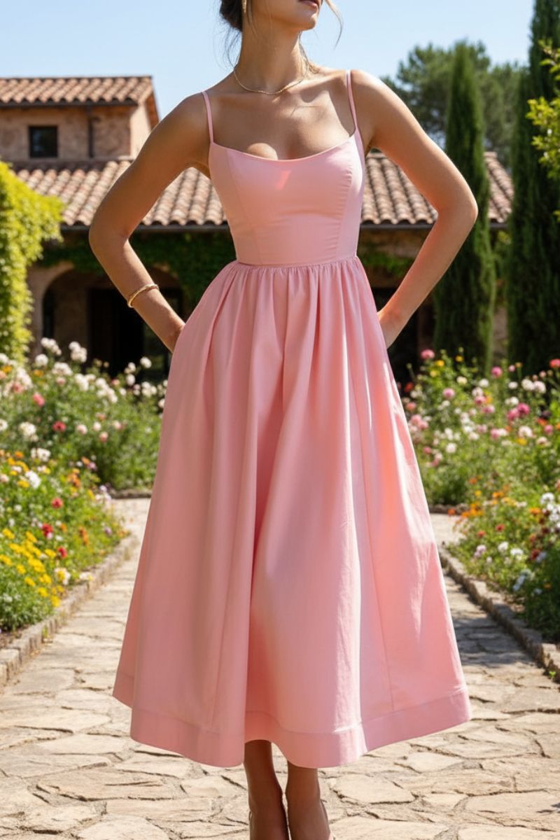 Mandy | Vestido de Cóctel Midi Sin Mangas para Mujeres
