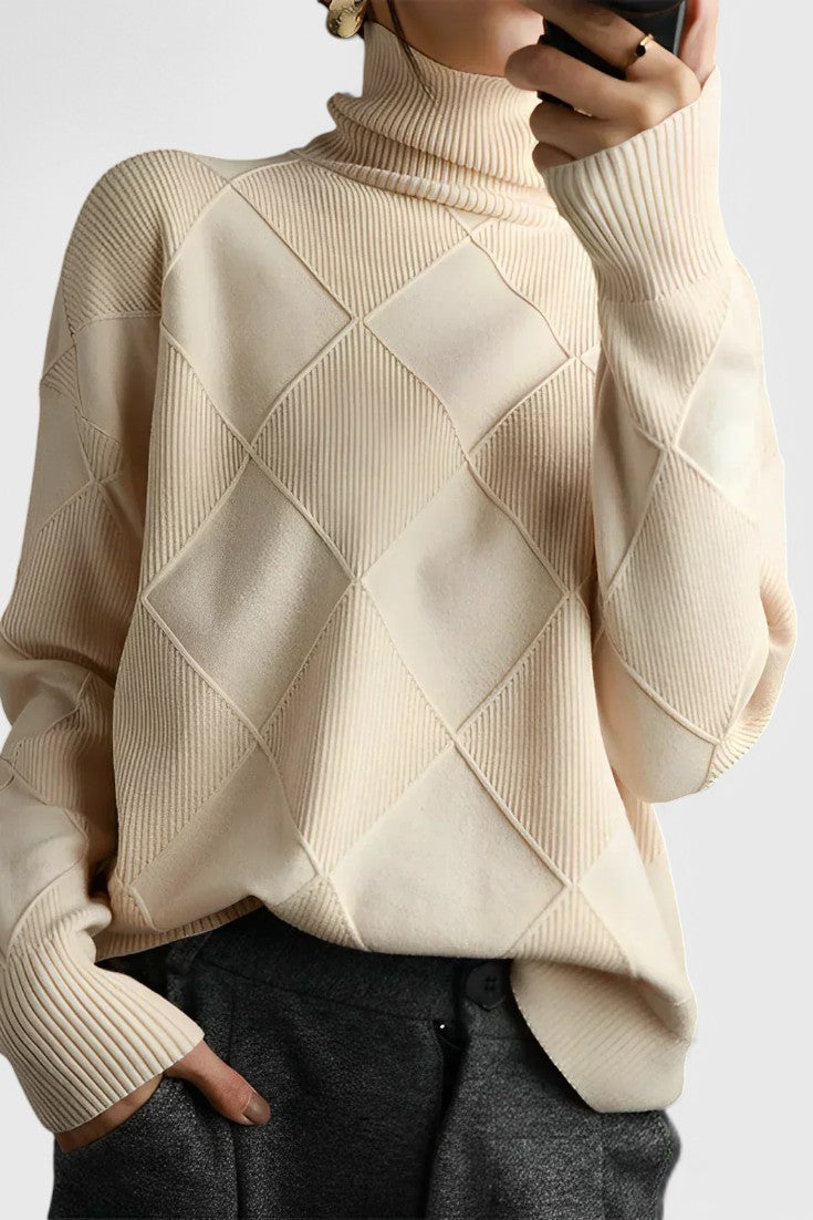 Jasmine Jersey de Cuello Alto de Cachemira