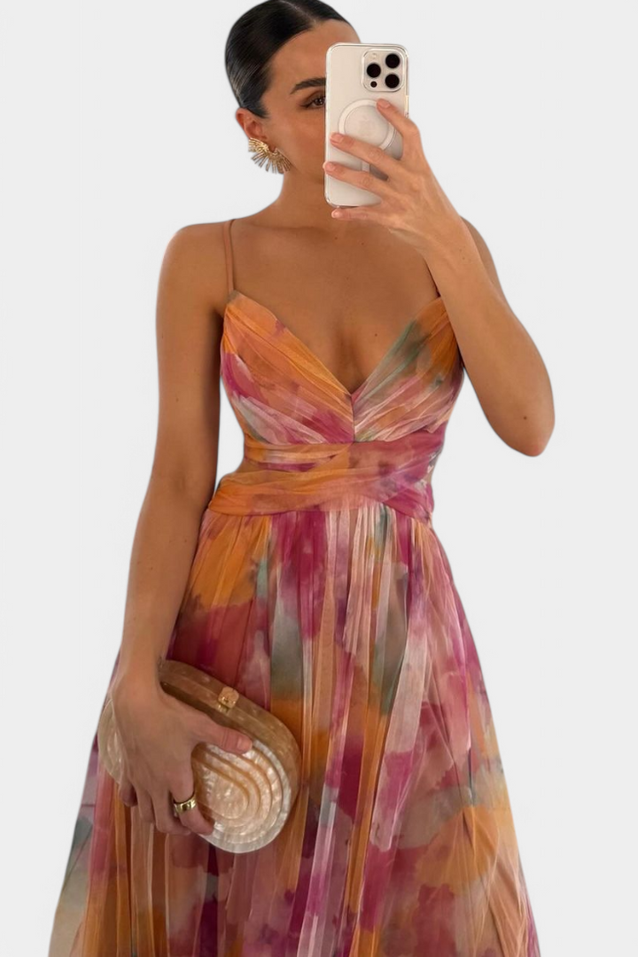 Ingrid Vestido Maxi Floral con Escote en V