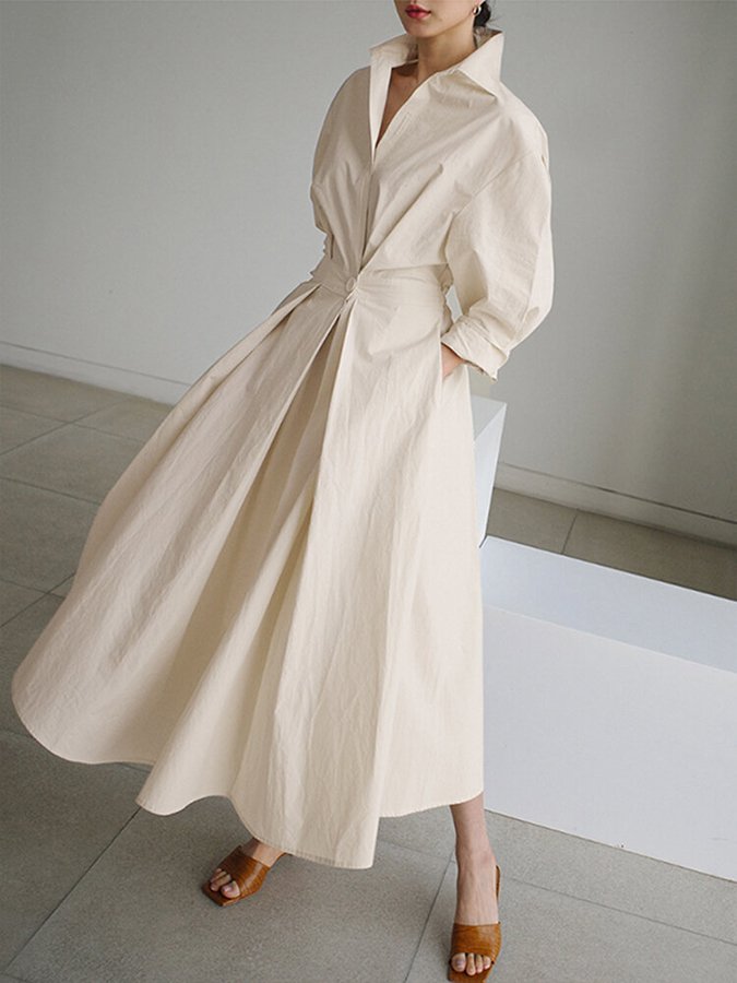 Beata | Vestido Midi de Camisa con Botones para Mujeres
