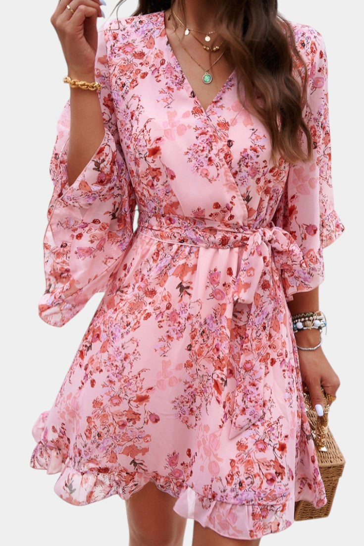 Besa Vestido Mini Floral Impreso con Silueta Fluida