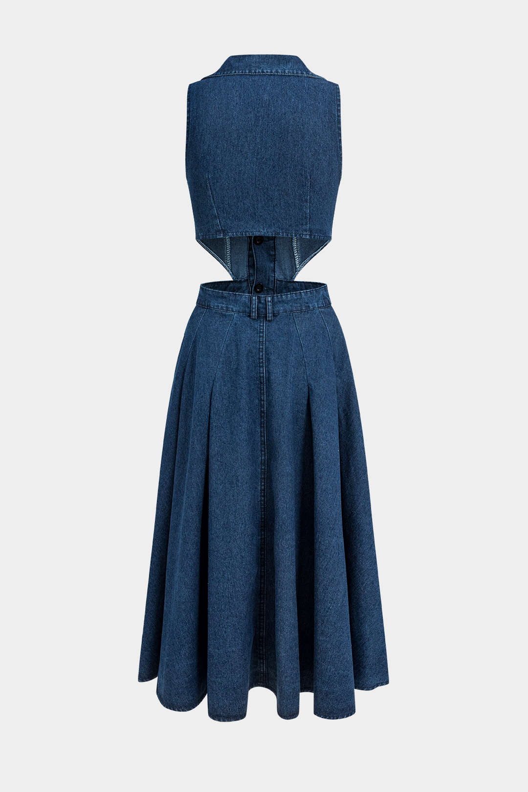 Alia Vestido de Mezclilla sin Mangas con Corte Moderno