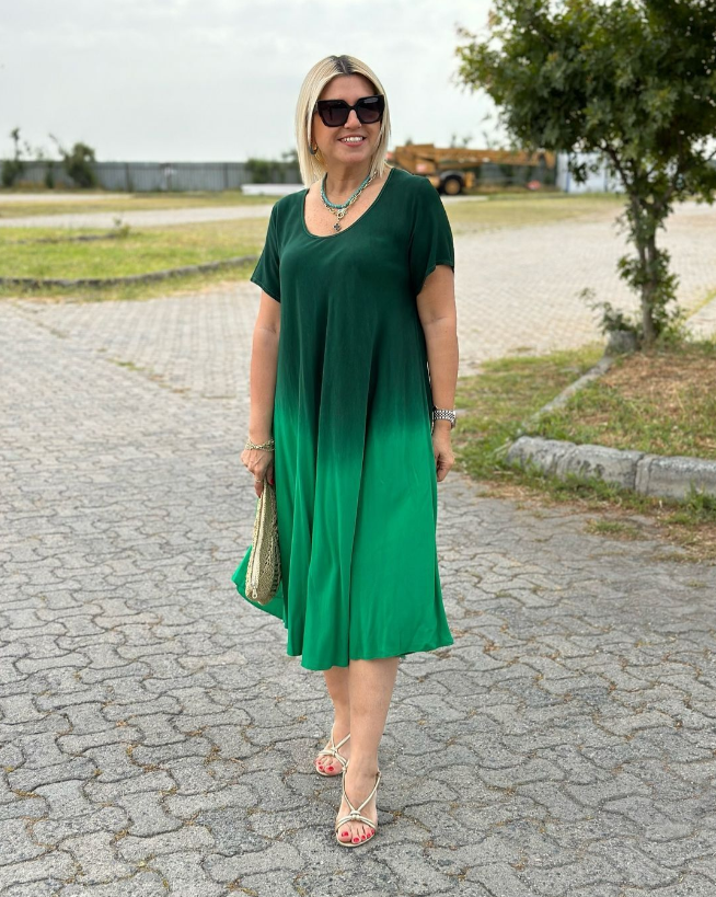 Elonia | Vestido Midi de Manga Corta para Mujeres