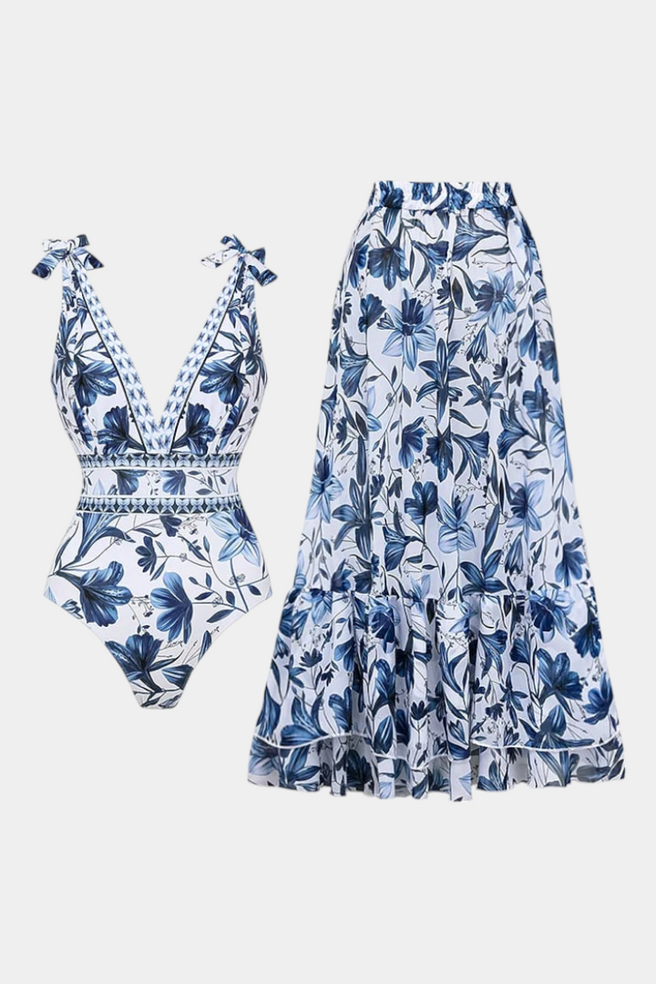Ahria Conjunto de Traje de Baño de Una Pieza Floral