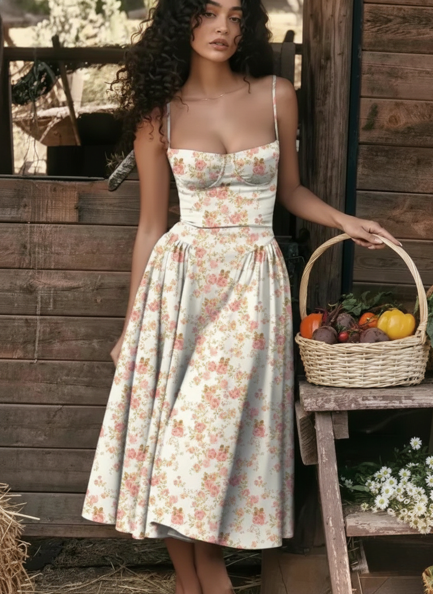 Ember | Vestido Midi Sin Mangas Estilo Corsé para Mujeres
