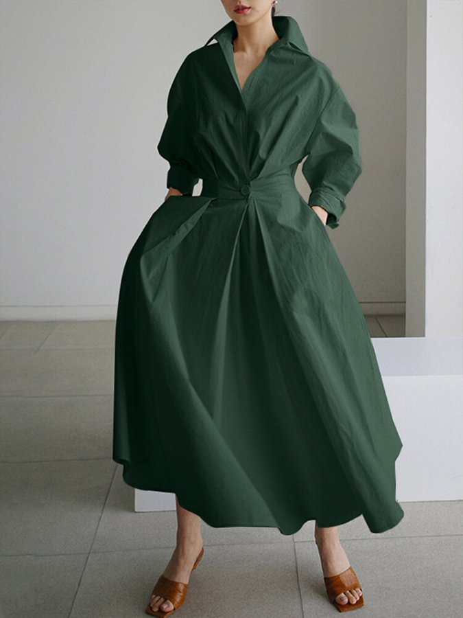 Beata | Vestido Midi de Camisa con Botones para Mujeres