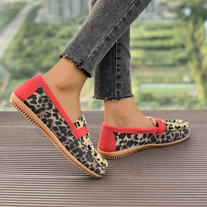 Aimee™ | Mocasin Leopardo Rojo