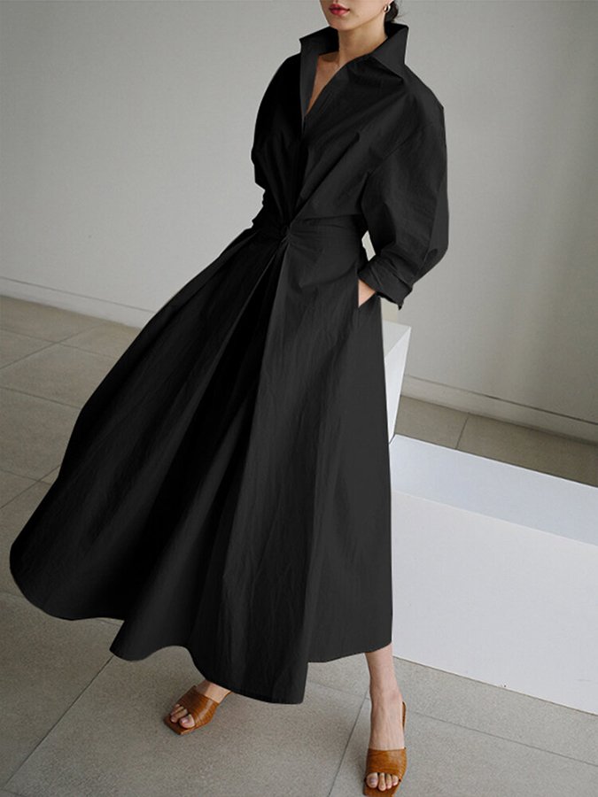 Beata | Vestido Midi de Camisa con Botones para Mujeres
