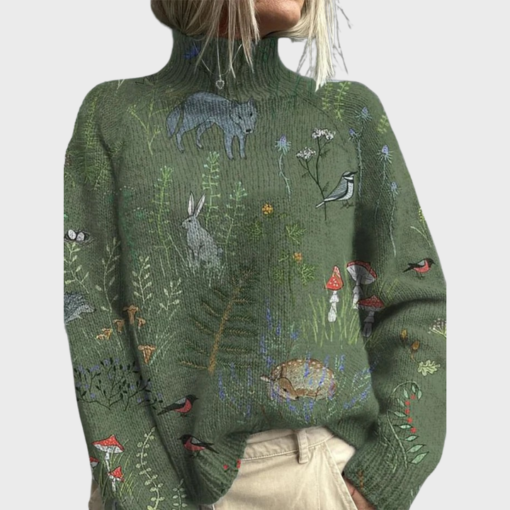 HANA Acogedor Jersey de Punto con Estampado
