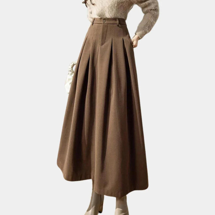 Falda de Lana Stretch A-Line hasta el Tobillo para Mujer
