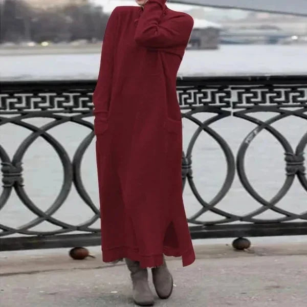 Vestido Maxi de Otoño – Sudadera Elegante de Corte Suelto para Reuniones Acogedoras de Otoño