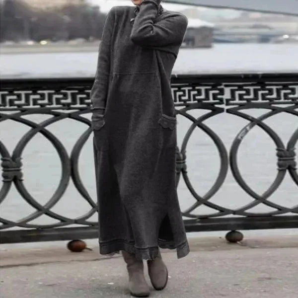 Vestido Maxi de Otoño – Sudadera Elegante de Corte Suelto para Reuniones Acogedoras de Otoño
