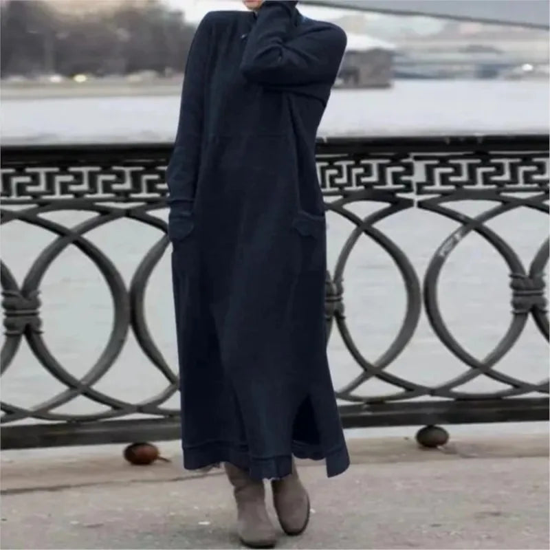 Vestido Maxi de Otoño – Sudadera Elegante de Corte Suelto para Reuniones Acogedoras de Otoño