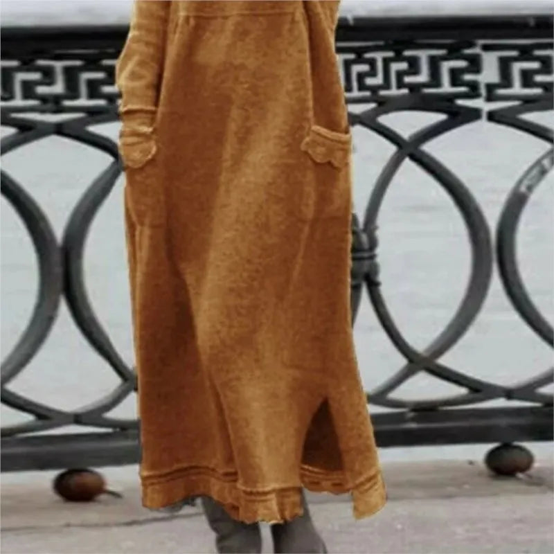 Vestido Maxi de Otoño – Sudadera Elegante de Corte Suelto para Reuniones Acogedoras de Otoño