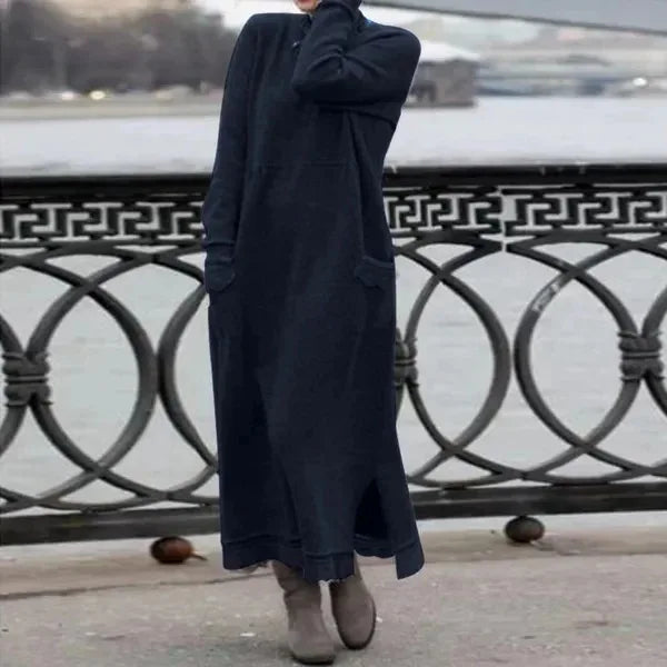 Vestido Maxi de Otoño – Sudadera Elegante de Corte Suelto para Reuniones Acogedoras de Otoño