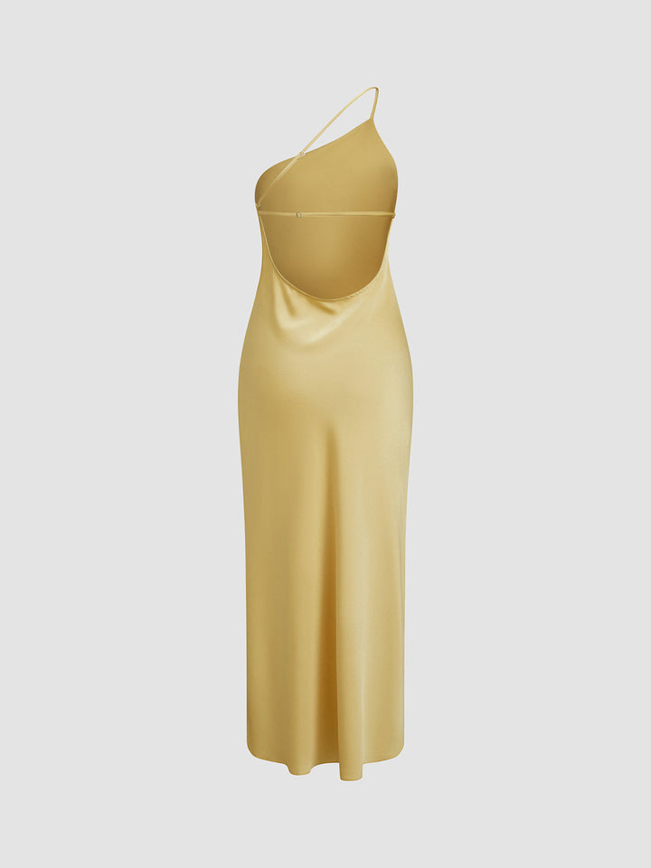 Vestido Maxi de Invitada de Boda de Satén con Espalda Abierta