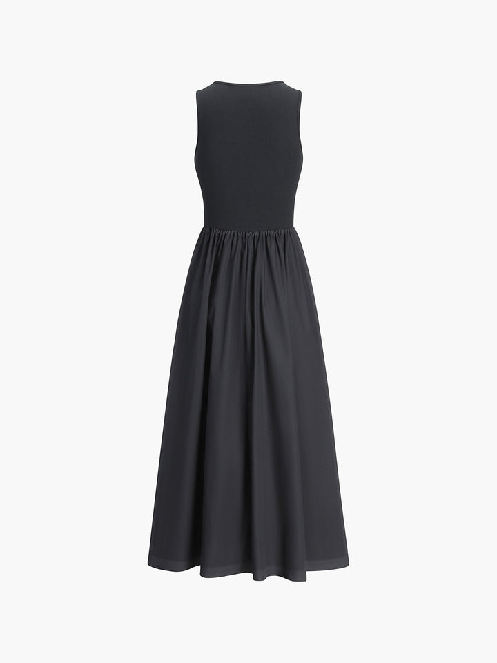 Vestido Maxi Sin Mangas de Mezcla de Algodón Formal