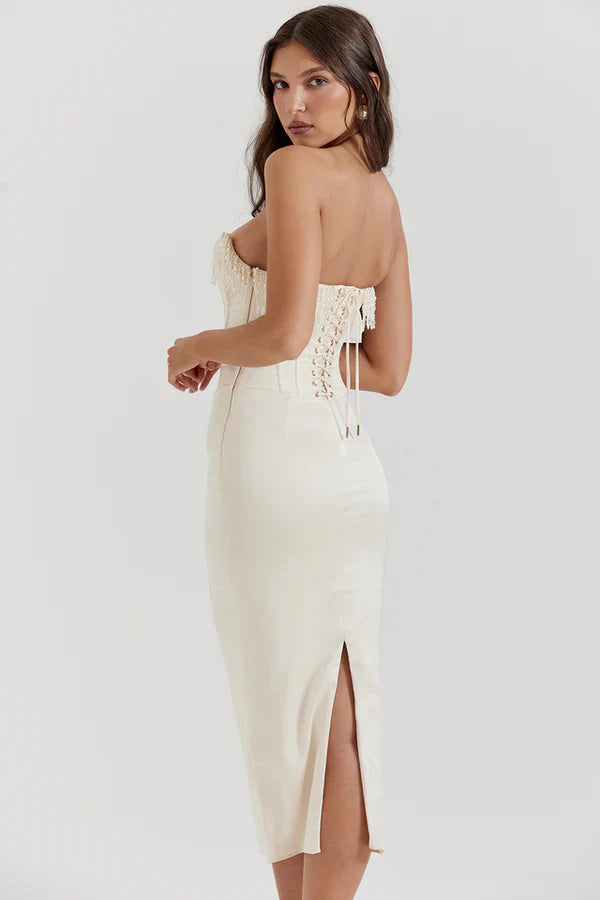 Bella Vestido Maxi de Invitada de Boda Sin Tirantes