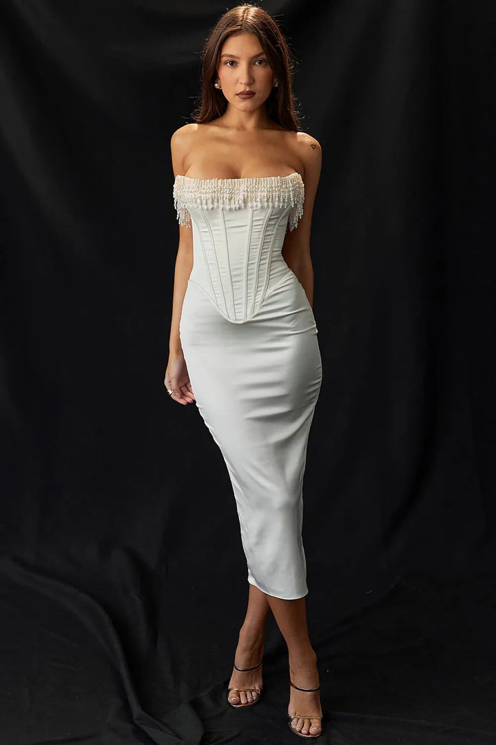 Bella Vestido Maxi de Invitada de Boda Sin Tirantes