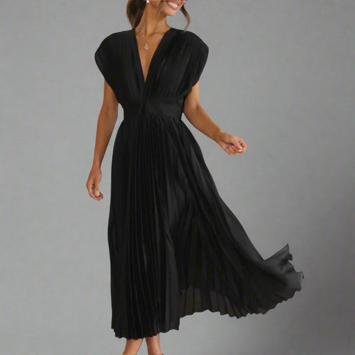 Åsa | Vestido Midi Sin Mangas Plisado para Mujeres