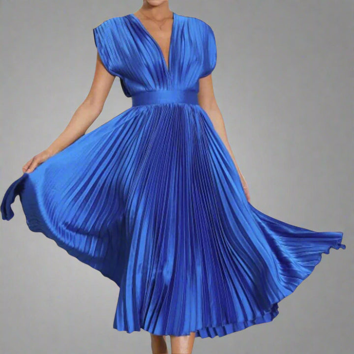 Åsa | Vestido Midi Sin Mangas Plisado para Mujeres